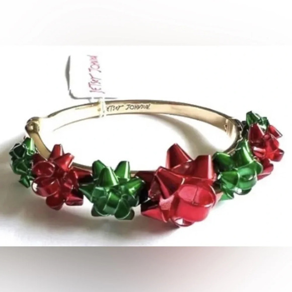 BETSEY JOHNSON SET Christmas Holiday Bows Bracelet & 2 Pair of Earrings NEW NWT - Picture 2 of 4